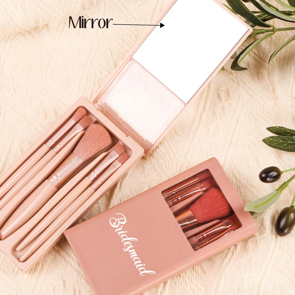 Personalized Travel Makeup Brush Set with Mirror