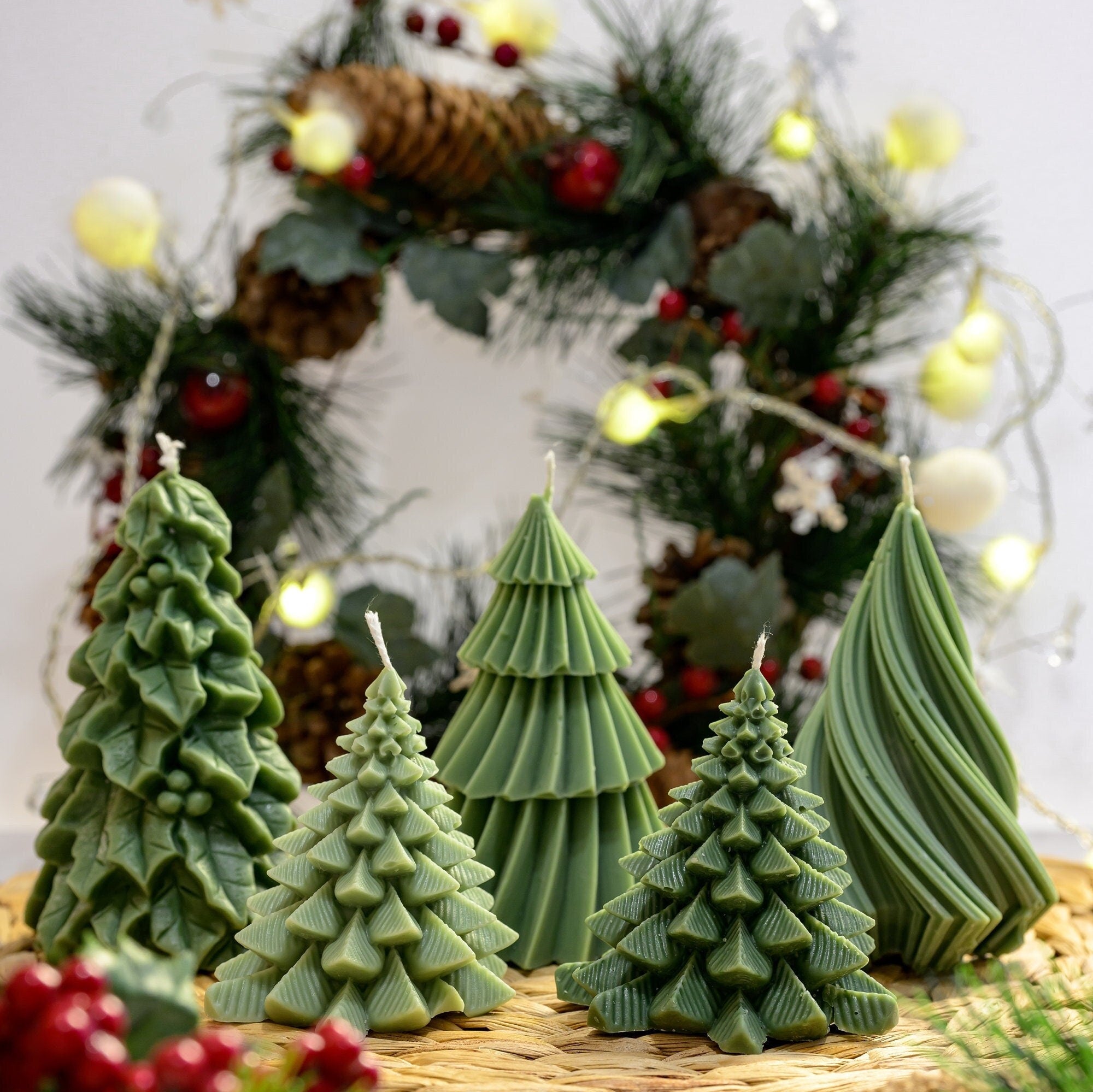 Handmade Soy Wax Christmas Tree Candle Set | Festive Holiday Decor & Gift | Perfect for Christmas Home Decoration