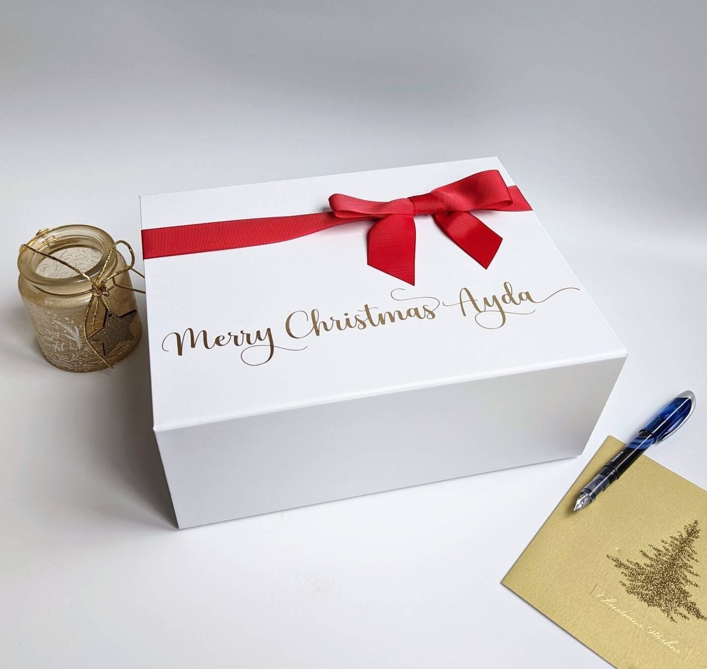 Personalized Christmas Eve Gift Box with Ribbon - Magnetic Christmas Gift Box for Kids - Advent Box