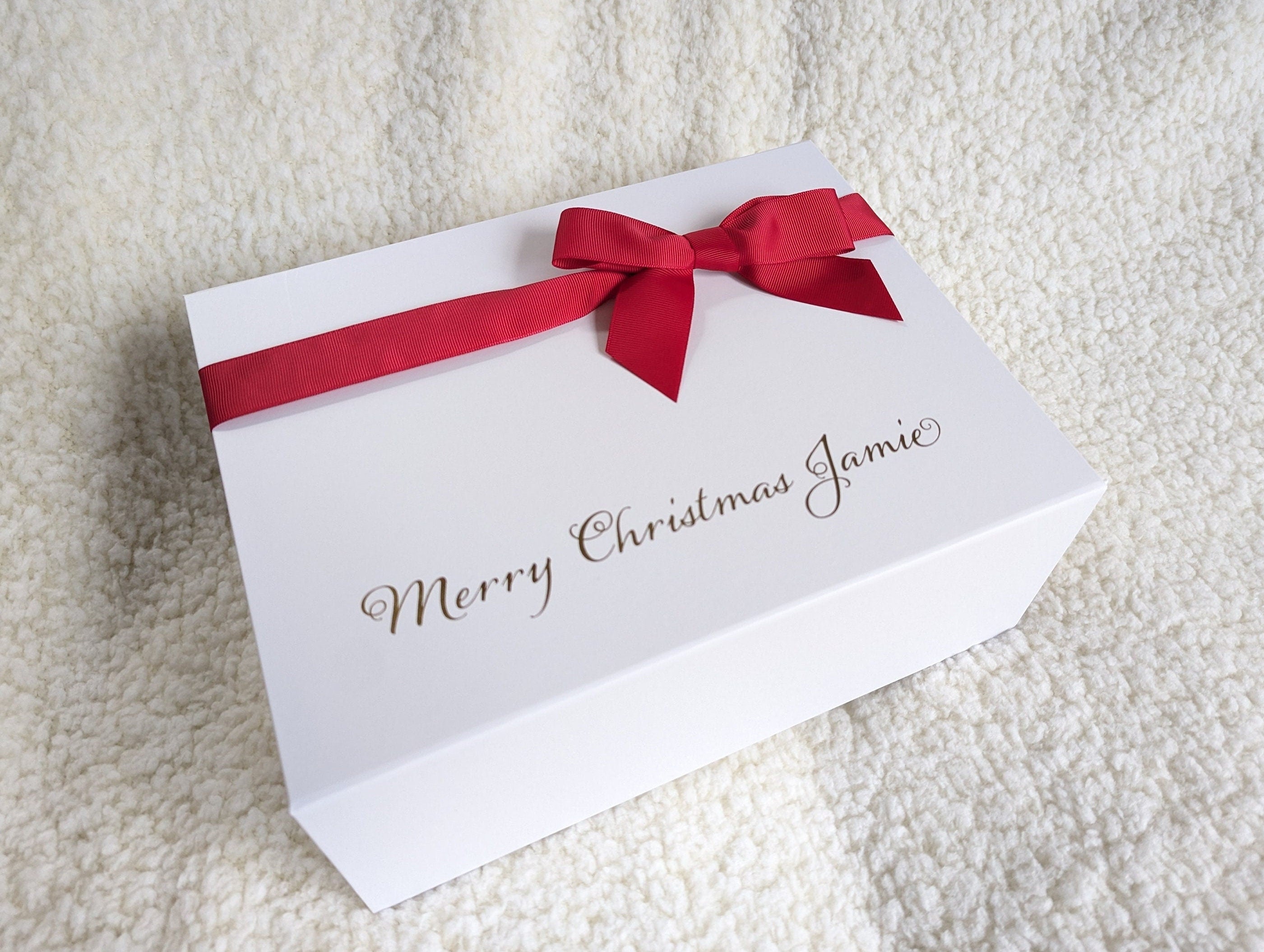 Personalized Christmas Eve Gift Box with Ribbon - Magnetic Christmas Gift Box for Kids - Advent Box