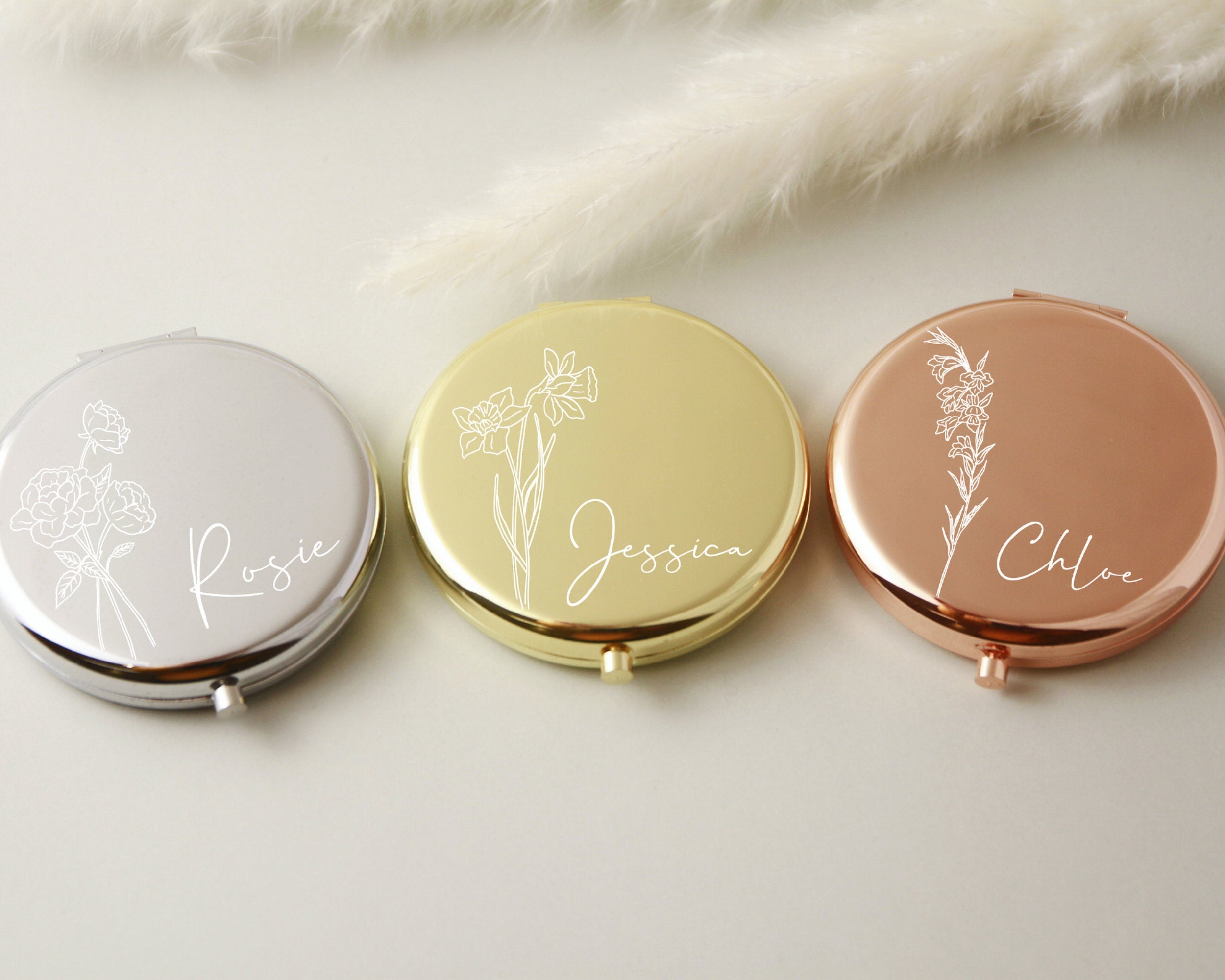 Personalized Silver Pocket Mirror
