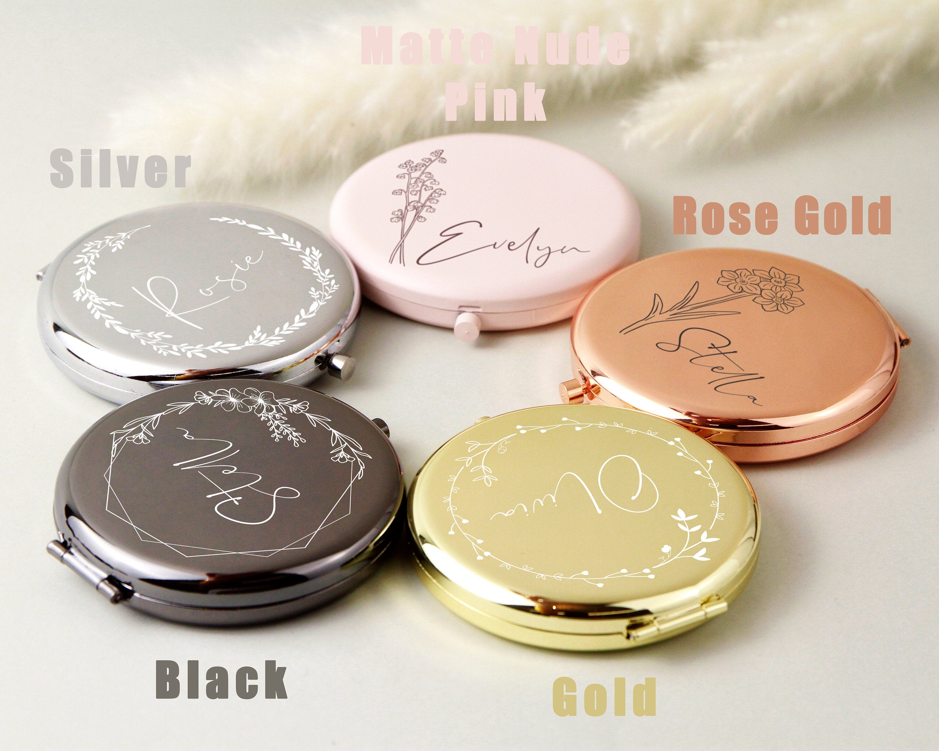 Personalized Silver Pocket Mirror