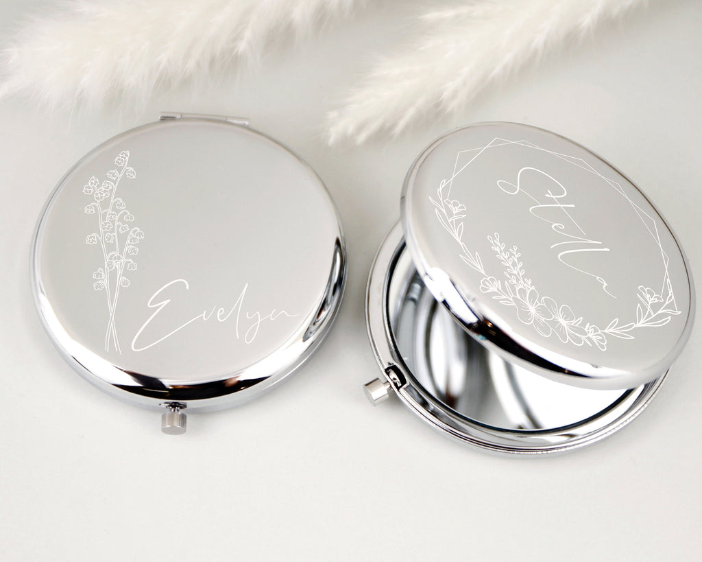 Personalized Silver Pocket Mirror