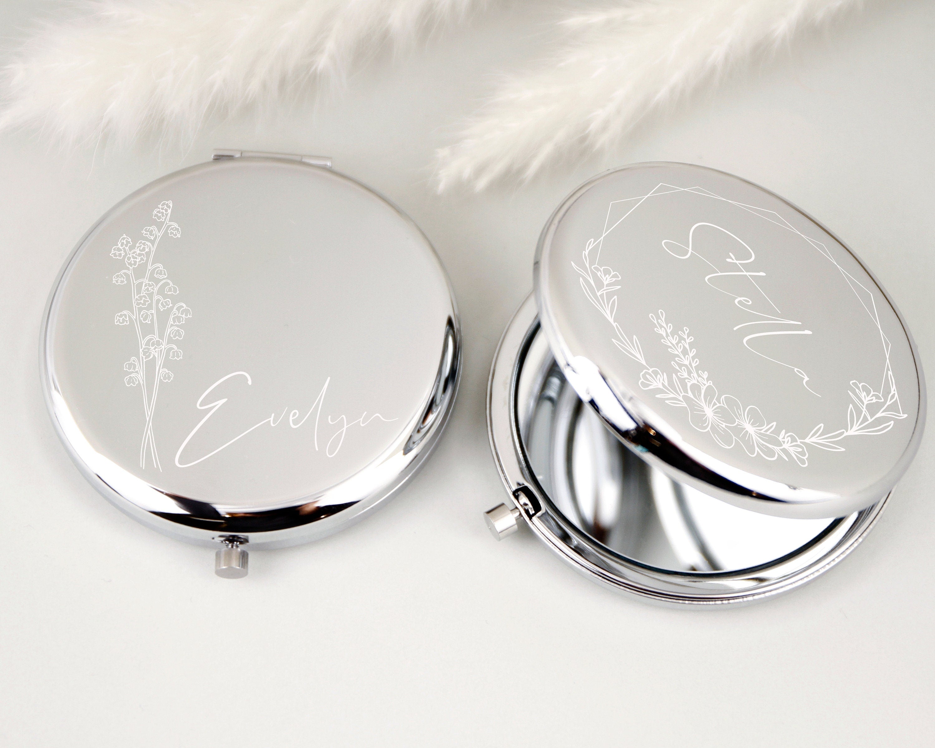 Personalized Silver Pocket Mirror