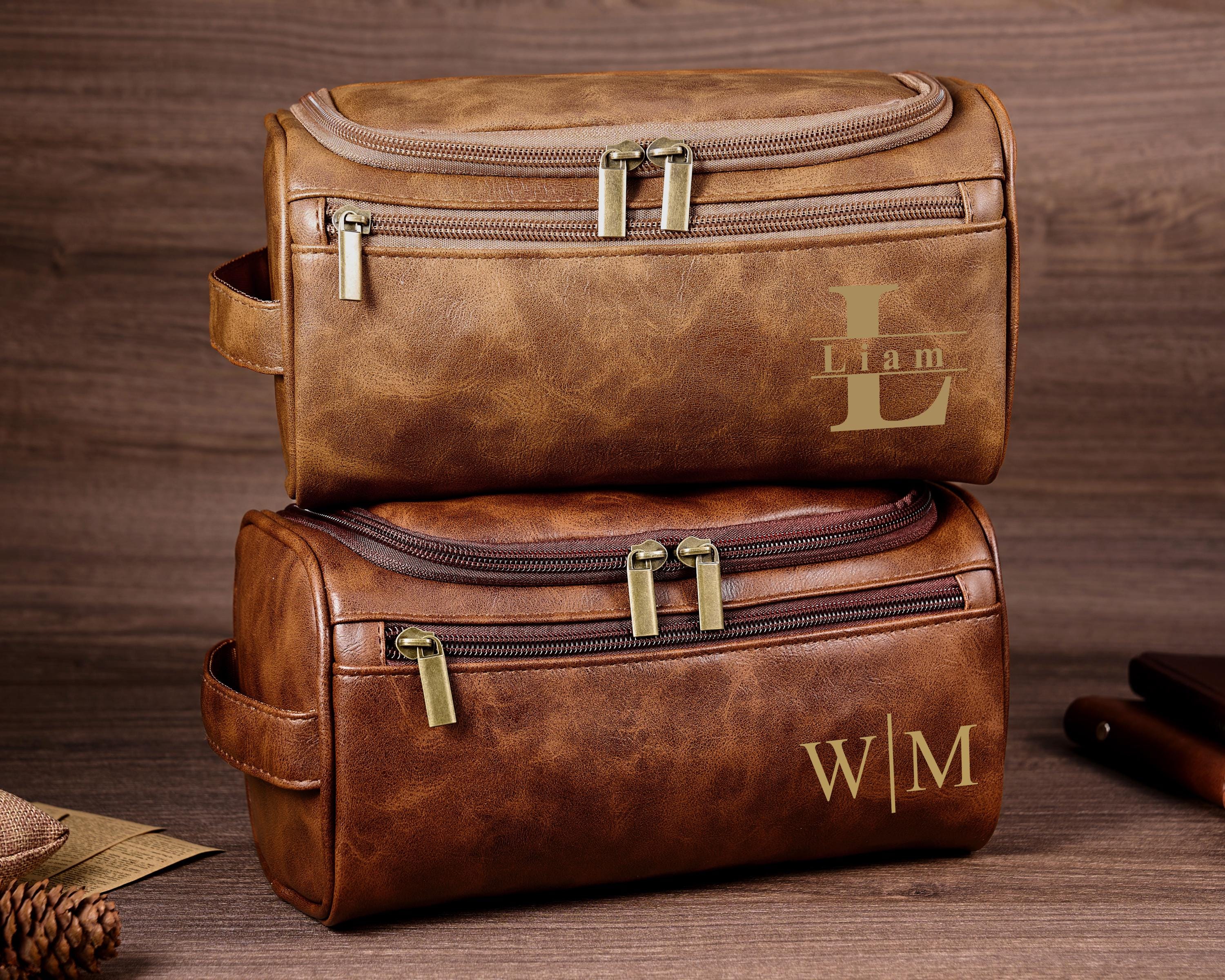 Custom Men's Leather Toiletry Bag