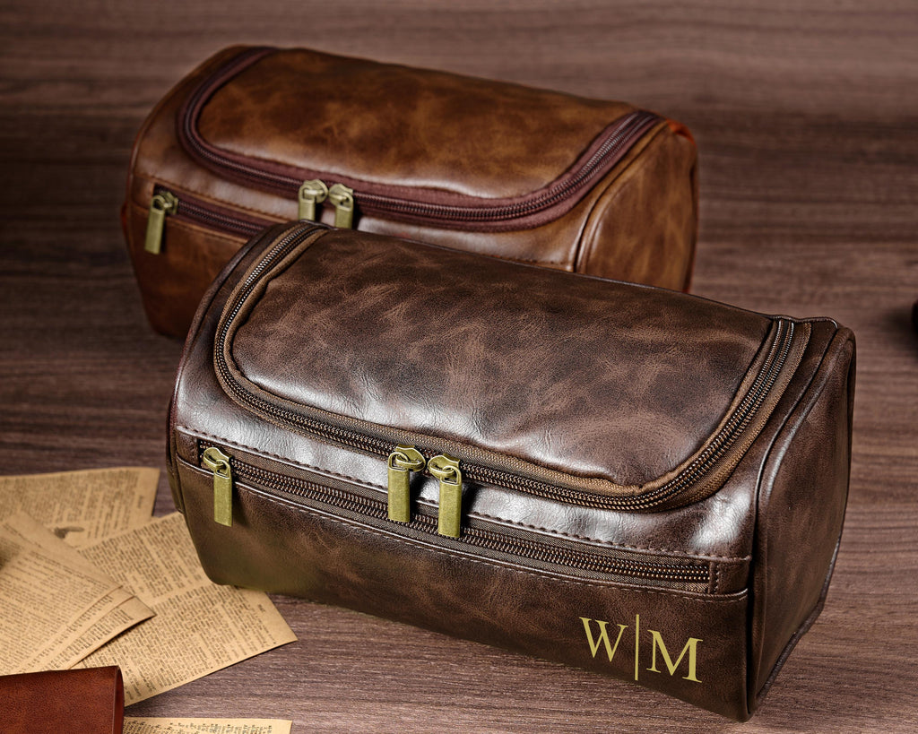 Custom Men's Leather Toiletry Bag