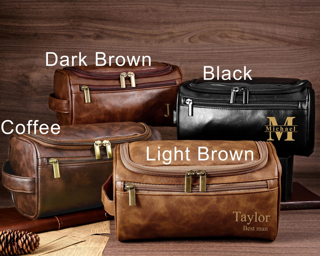 Custom Men's Leather Toiletry Bag
