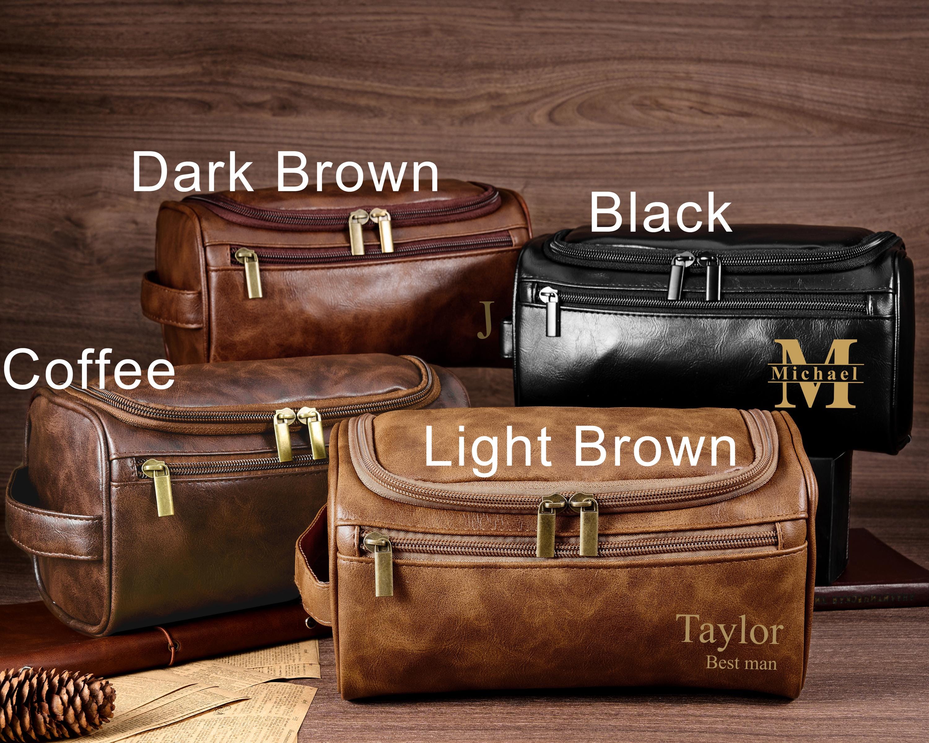 Custom Men's Leather Toiletry Bag