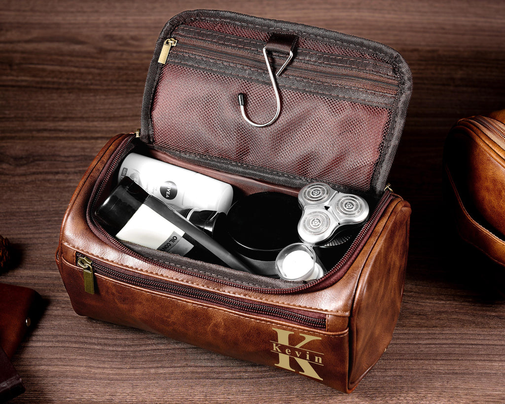 Custom Men's Leather Toiletry Bag