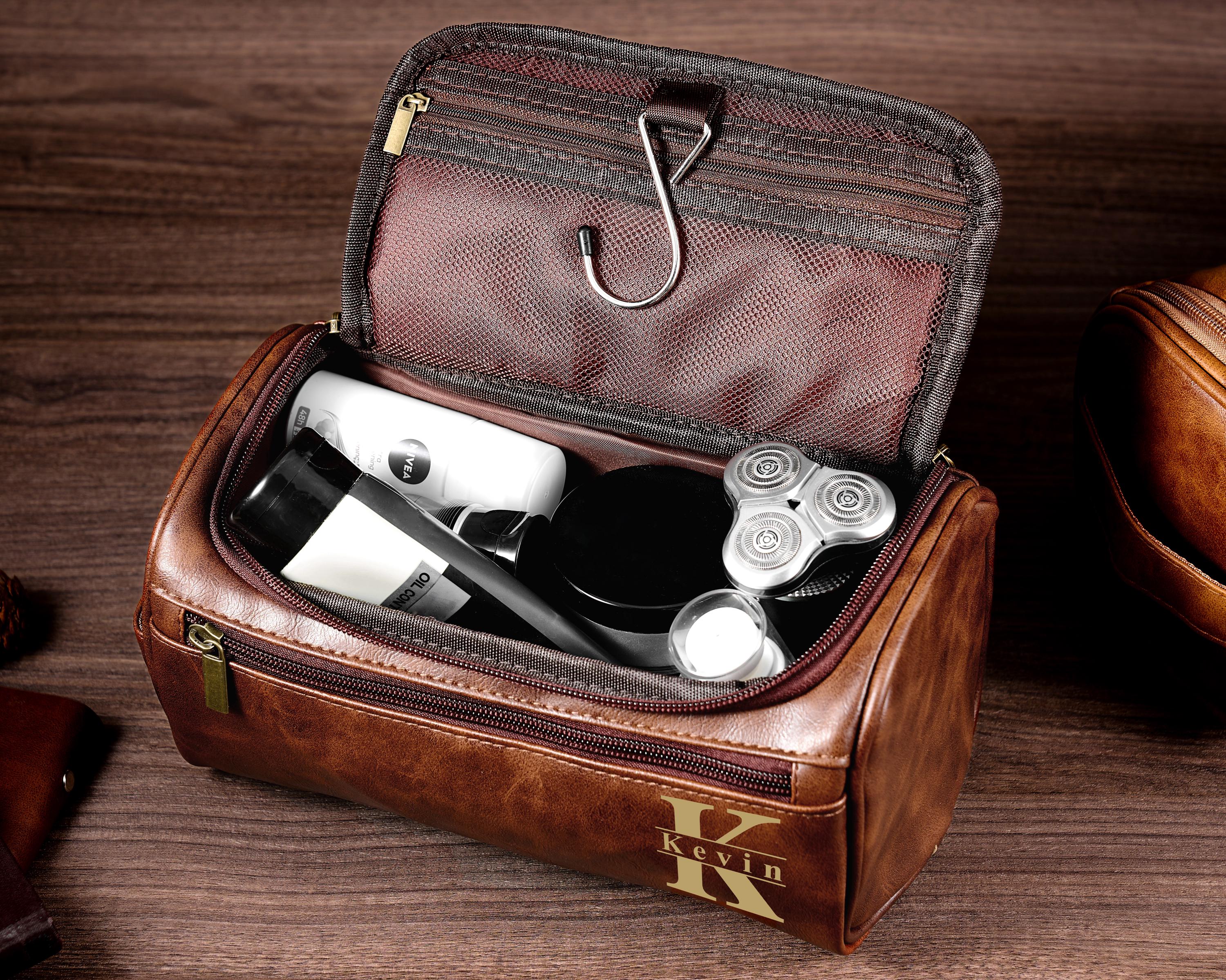 Custom Men's Leather Toiletry Bag