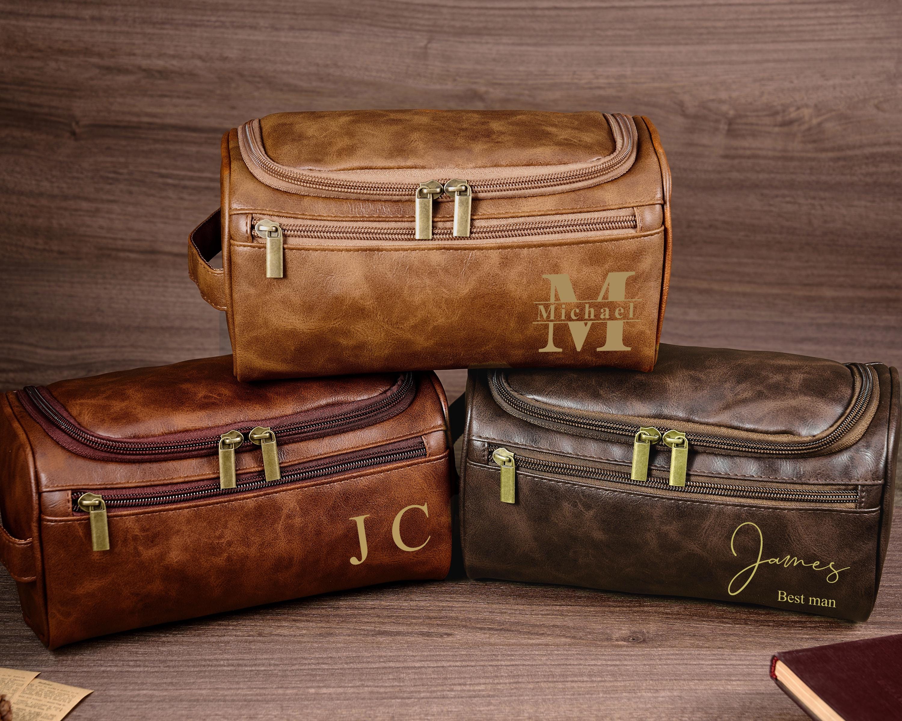 Custom Men's Leather Toiletry Bag