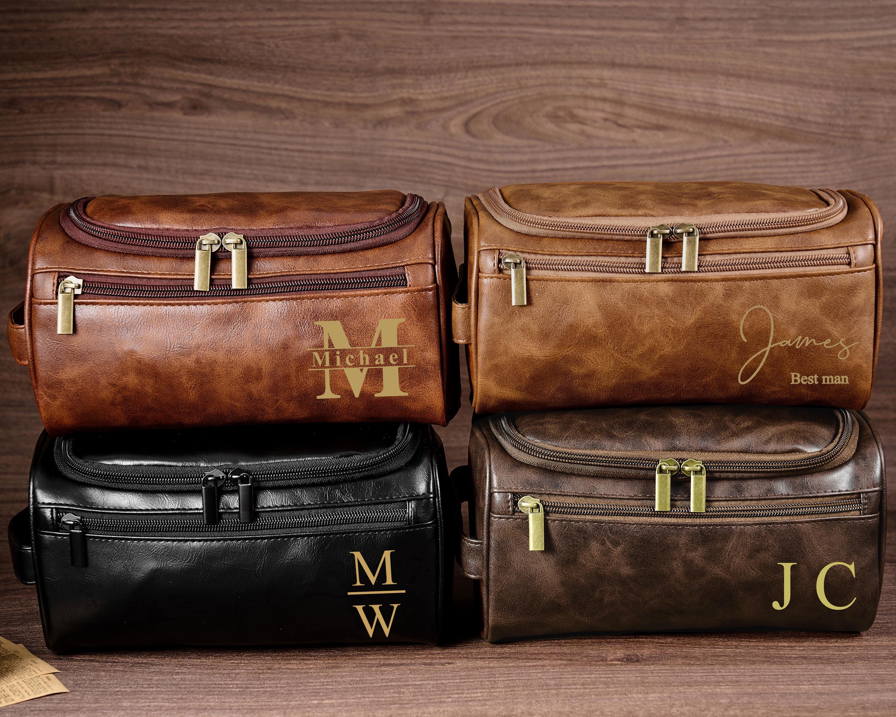 Custom Men's Leather Toiletry Bag