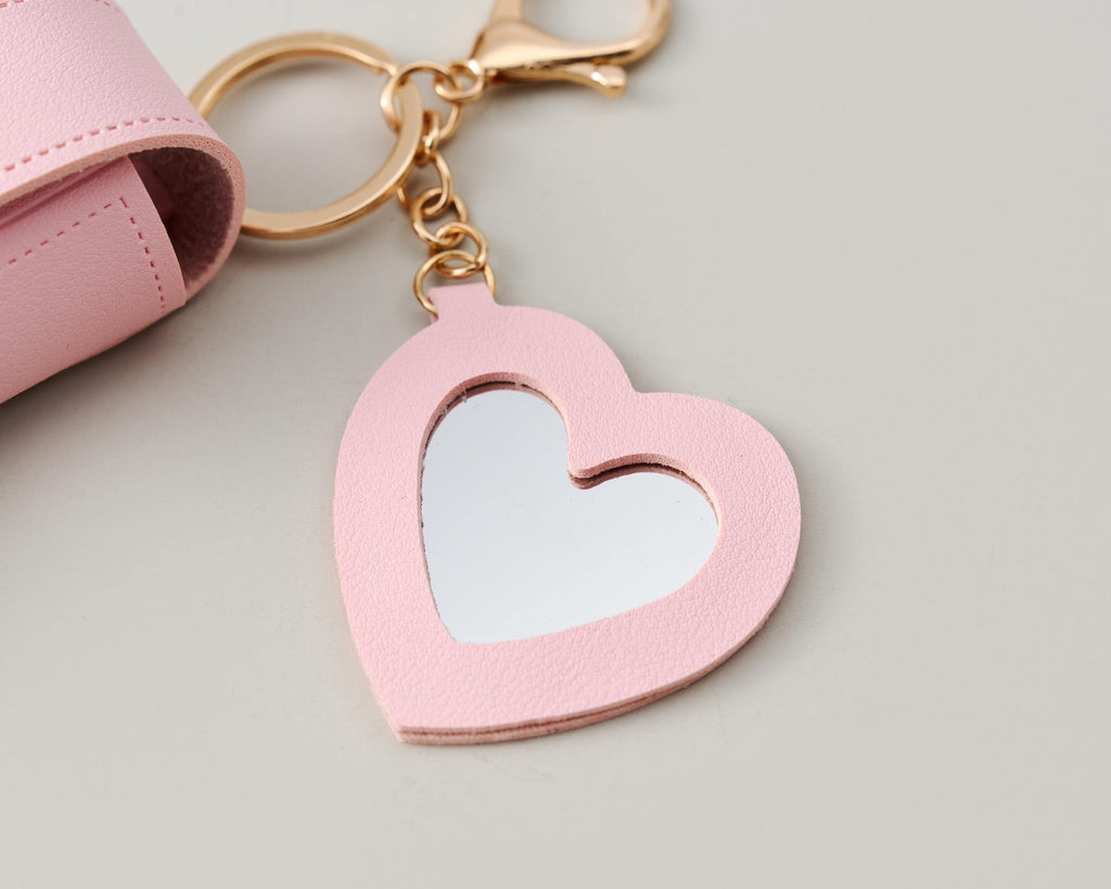 Engraved Birth Flower Lipstick Keychain Case with Mirror