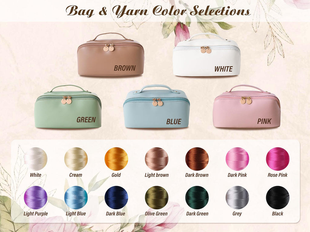 Personalized Leather Embroidered Makeup Bag