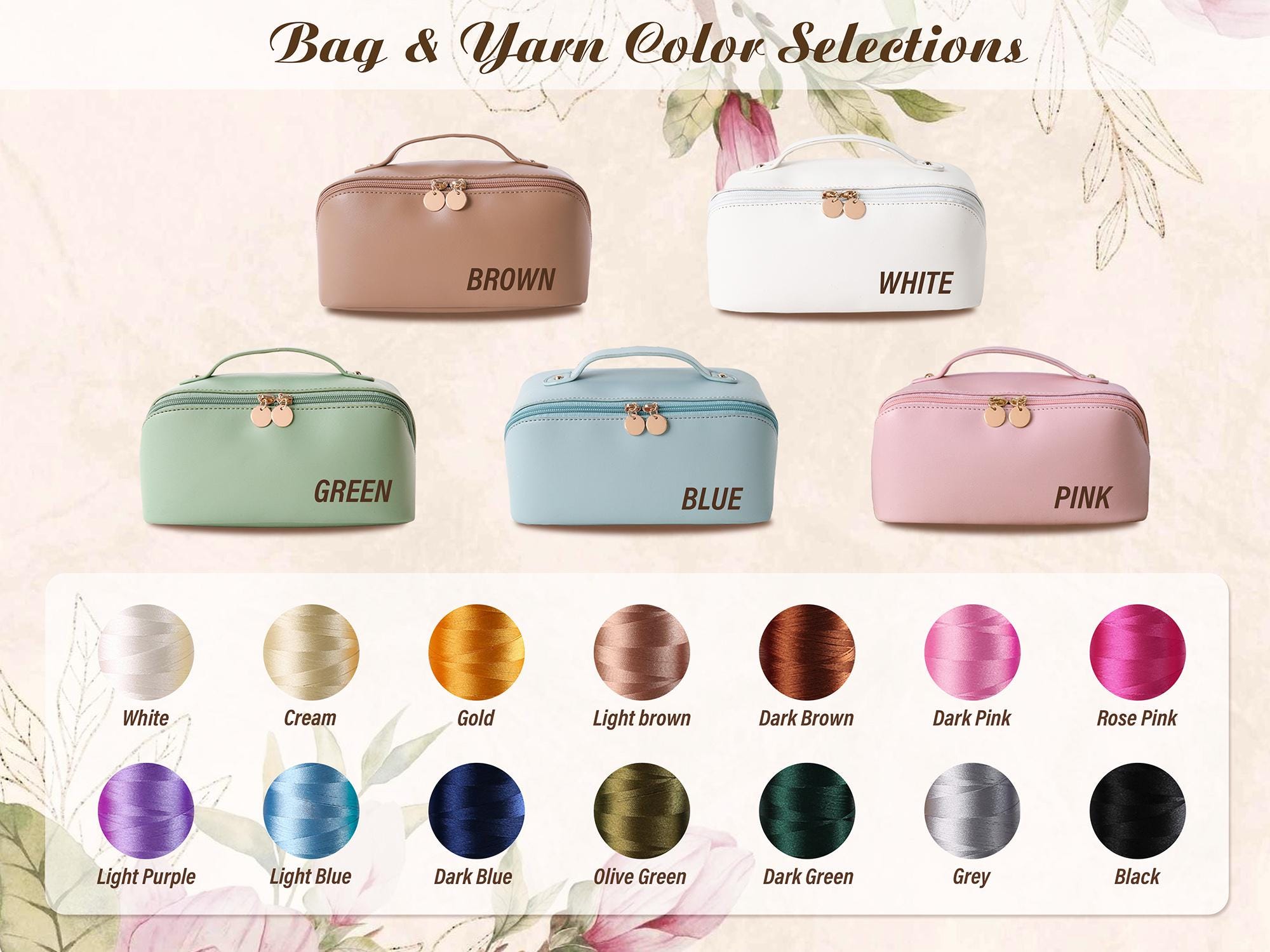 Personalized Leather Embroidered Makeup Bag