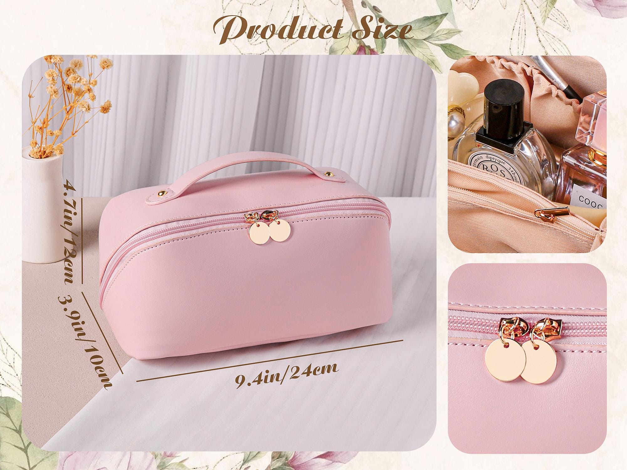Personalized Leather Embroidered Makeup Bag