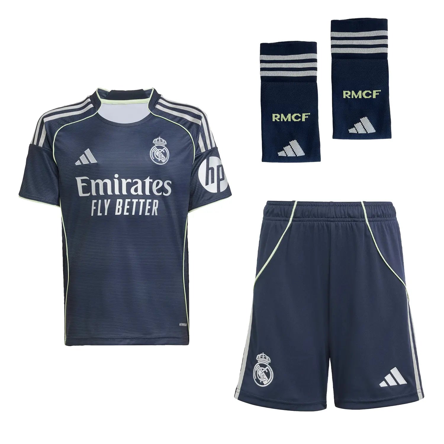 Adidas Real Madrid 25/26 Child Away Kit - Moisture-Wicking Replica Soccer Uniform